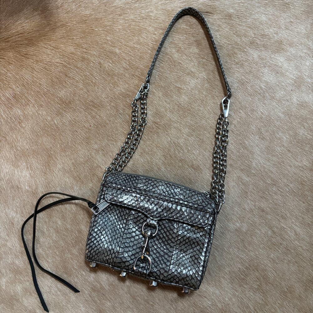 Rebecca Minkoff Silver/grey snakeskin Mini Mac purse